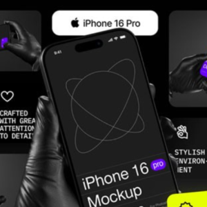 Collection of High-End Dark-Themed Mockup Images Featuring Hands Holding an iPhone
