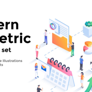 Trendy digital business-style isometric 2.5D vector illustration assets (AI, EPS)