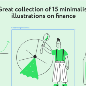 Minimalist-style vector illustrations for finance-themed operations (AI, EPS, FIG, SVG)