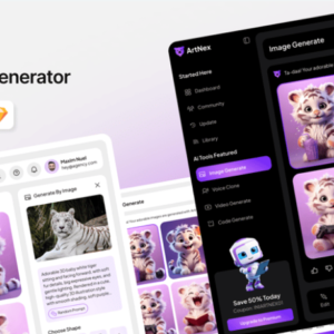 AI image generation application; UI template for an AI image generation webpage.